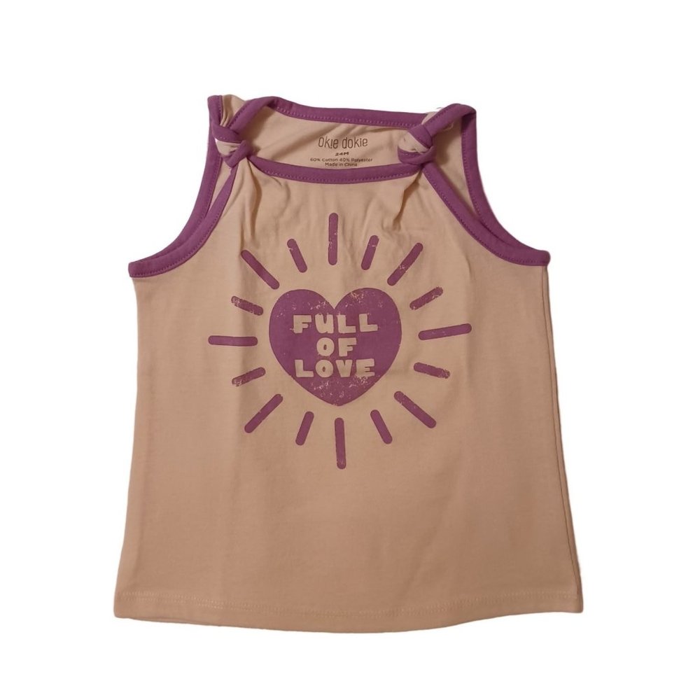 Baby Girl's Okie Dokie Beige Full of Love Tank Top- Size 24M